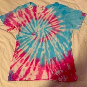 dennys girls pink and blue tie-dye t-shirt size 14